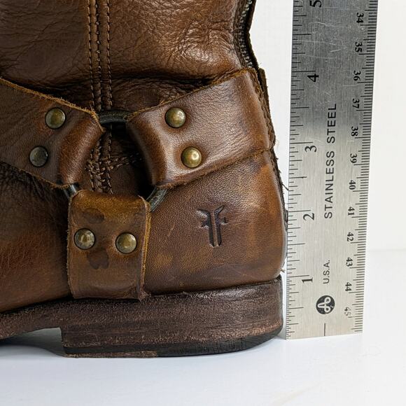 Frye Phillip Harness Brown Leather Tall Boots 7.5 Equestrian Western Boho - Picture 14 of 16
